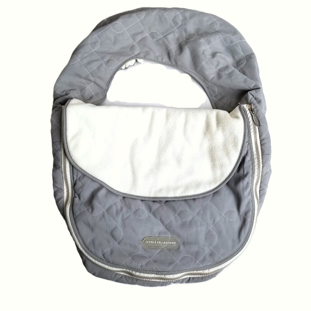 JJ Cole Bundle Me Car Seat Cover Grey Fleece Lined Winter Baby Infant Carrier